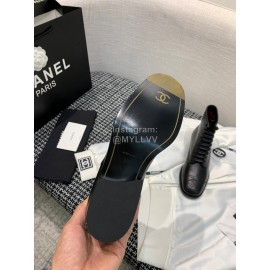 Chanel Calf Martin Boots Black