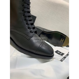 Chanel Calf Martin Boots Black