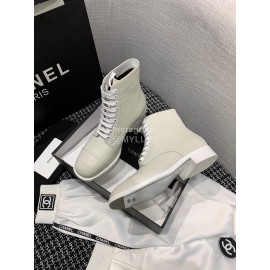 Chanel Calf Martin Boots Gray