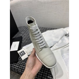 Chanel Calf Martin Boots Gray