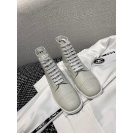 Chanel Calf Martin Boots Gray