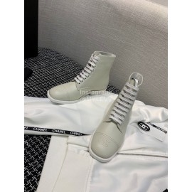 Chanel Calf Martin Boots Gray