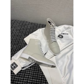 Chanel Calf Martin Boots Gray