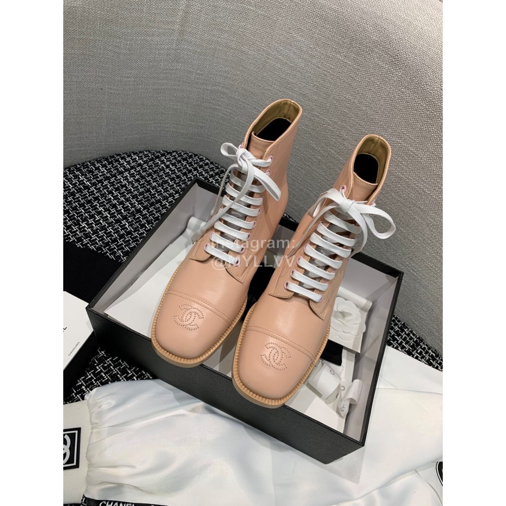 Chanel Calf Martin Boots Apricot
