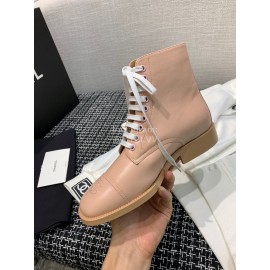 Chanel Calf Martin Boots Apricot