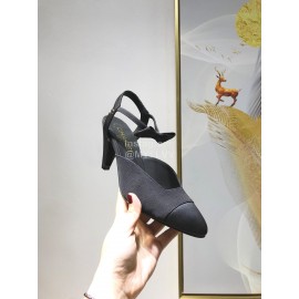 Chanel Black Suede Bow High Heels