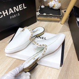 Chanel White Chain Pointed Sandals