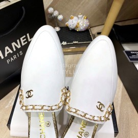 Chanel White Chain Pointed Sandals