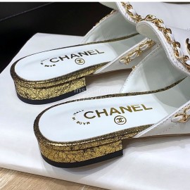 Chanel White Chain Pointed Sandals