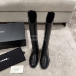 Chanel Black Calf Knee Boots