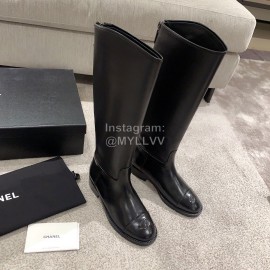 Chanel Black Calf Knee Boots