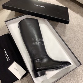 Chanel Black Calf Knee Boots