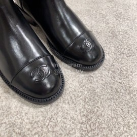 Chanel Black Calf Knee Boots