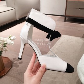 Chanel White Pointed High Heel Sandals
