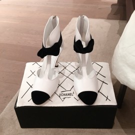 Chanel White Pointed High Heel Sandals