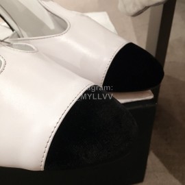 Chanel White Pointed High Heel Sandals
