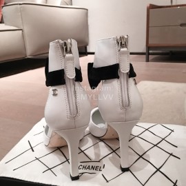 Chanel White Pointed High Heel Sandals