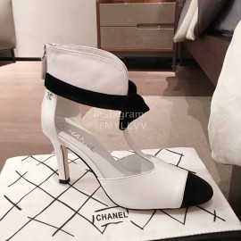 Chanel White Pointed High Heel Sandals