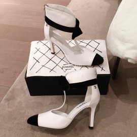 Chanel White Pointed High Heel Sandals