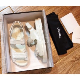 Chanel White Fashion Leather Sandals