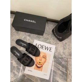 Chanelin Spring Summer New Pearl Slippers Black