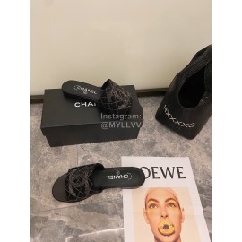 Chanelin Spring Summer New Pearl Slippers Black