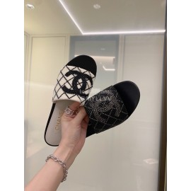 Chanelin Spring Summer New Pearl Slippers Black
