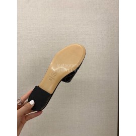 Chanelin Spring Summer New Pearl Slippers Black