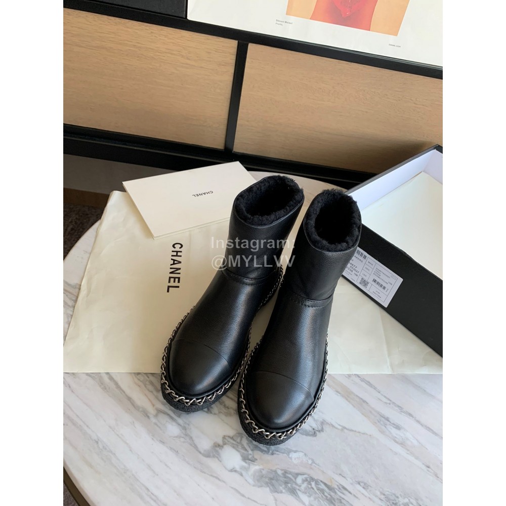 Chanel Winter Lamb Boots Black