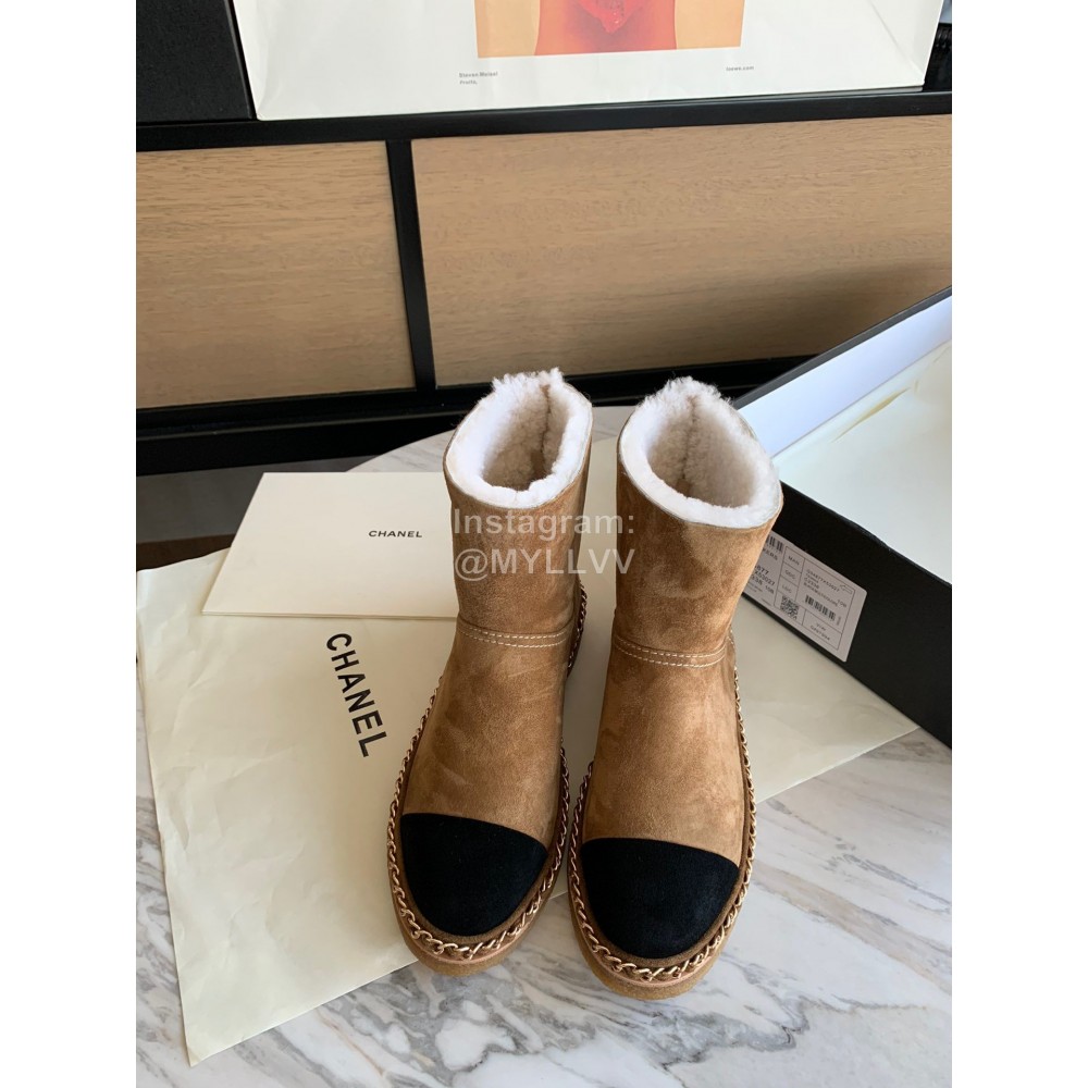 Chanel Winter Lamb Boots Brown