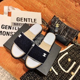 Chanel Woven Thick Bottom Slippers Black