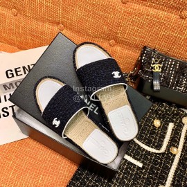 Chanel Woven Thick Bottom Slippers Black