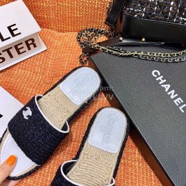 Chanel Woven Thick Bottom Slippers Black