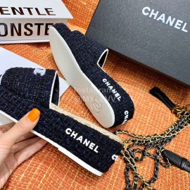 Chanel Woven Thick Bottom Slippers Black