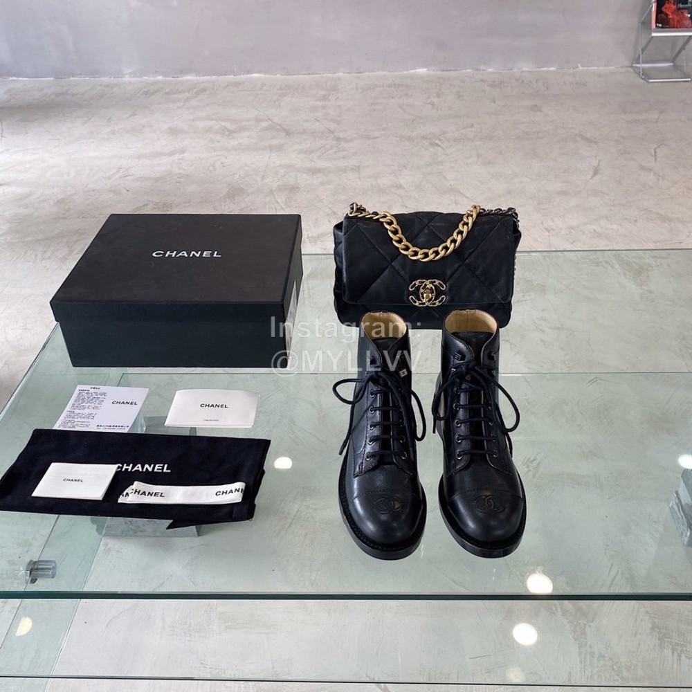 Chanel Calf Locomotive Boots Black