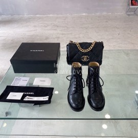 Chanel Calf Locomotive Boots Black