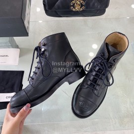 Chanel Calf Locomotive Boots Black