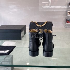 Chanel Calf Locomotive Boots Black