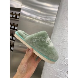 Chanel Winter Wool Slippers Green