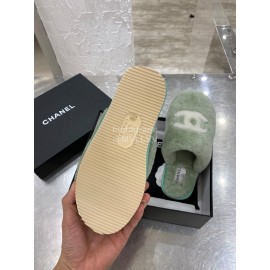 Chanel Winter Wool Slippers Green