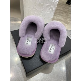 Chanel Winter Wool Slippers Purple