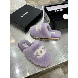 Chanel Winter Wool Slippers Purple