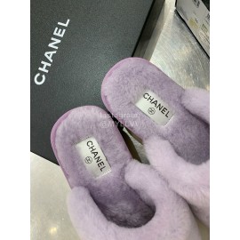Chanel Winter Wool Slippers Purple
