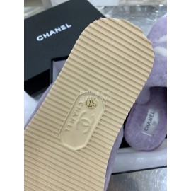 Chanel Winter Wool Slippers Purple