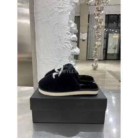 Chanel Winter Wool Slippers Black