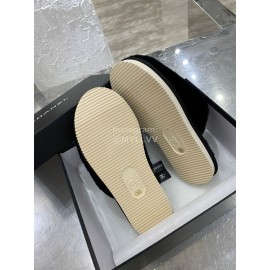 Chanel Winter Wool Slippers Black