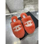 Chanel Winter Wool Slippers Orange
