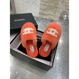 Chanel Winter Wool Slippers Orange