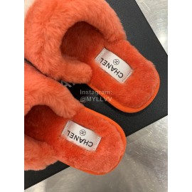 Chanel Winter Wool Slippers Orange