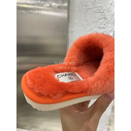 Chanel Winter Wool Slippers Orange